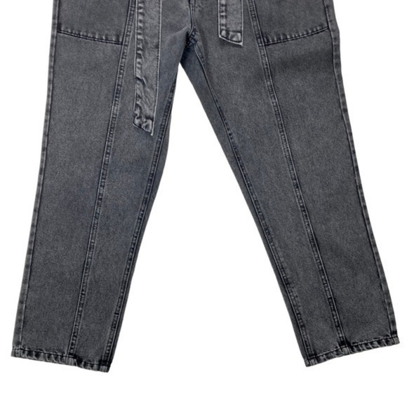 Forever 21 Jeans Women 29 Front Seam Tie Waist Black Gray High Rise Straight Leg - Picture 4 of 10